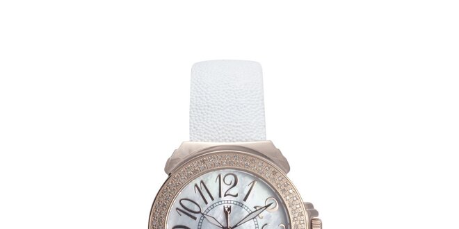 Dámske ružovo-biele hodinky s perleťovým displejom Lancaster