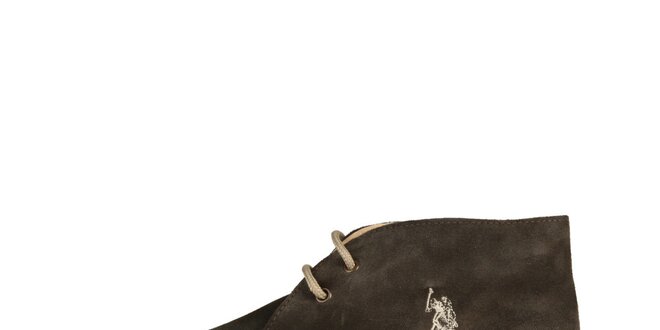 Pánske hnedo-čierne členkové semišové topánky U.S. Polo