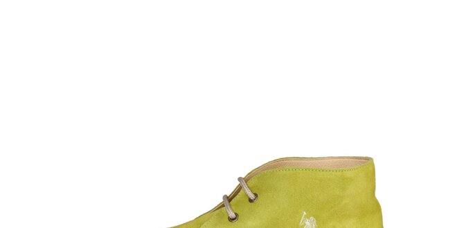 Pánske limetkovo zelené členkové semišové topánky U.S. Polo