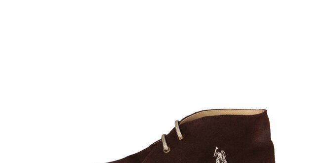 Pánske tmavo hnedé členkové semišové topánky U.S. Polo