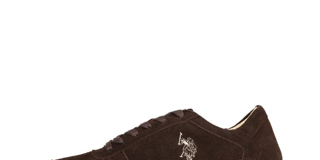 Pánske tmavo hnedé semišové šnurovacie topánky U.S. Polo