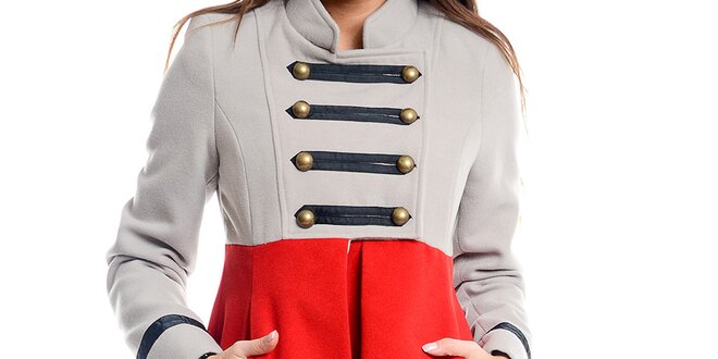 Dámsky šedo-červený vojenský kabát Simonette