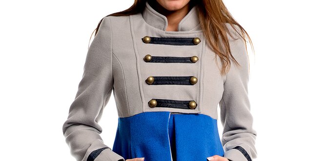 Dámsky šedo-modrý vojenský kabát Simonette