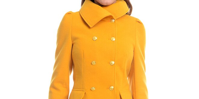 Dámsky žltý kabát na gombíky Estella