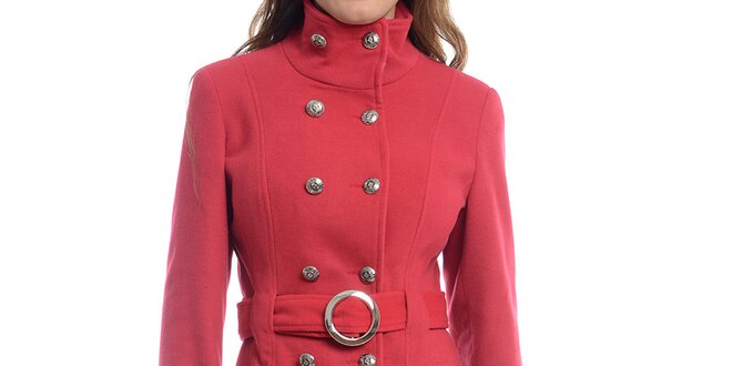 Dámsky červený dvojradový kabát Oriana