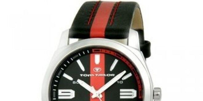 Pánske čierno-červené analogové hodinky Tom Tailor