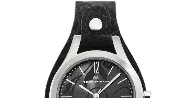 Dámske hodinky Tom Tailor s čiernym koženým remienkom