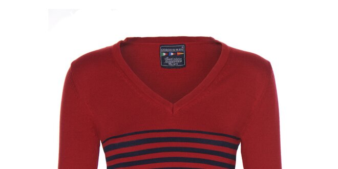 Dámsky červený sveter s prúžkami Giorgio di Mare