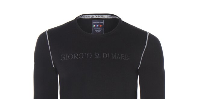 Pánske čierne tričko s výšivkou Giorgio di Mare