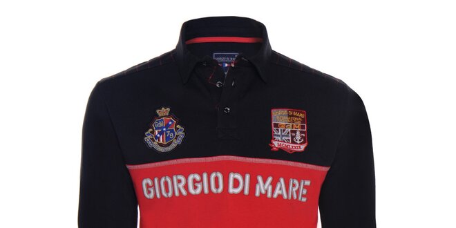 Pánske čierno-červené polo tričko s dlhými rukávmi Giorgio di Mare