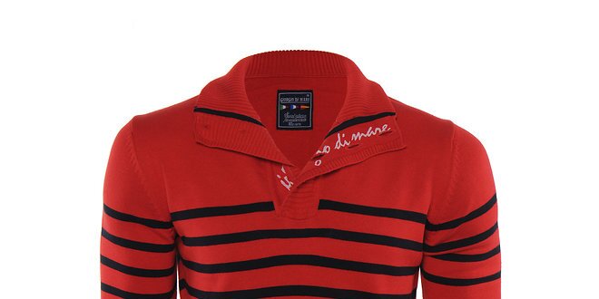Pánsky červený sveter s čiernymi pruhmi Giorgio di Mare