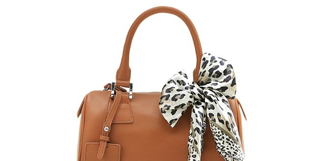 Hnedá kufríková kabelka Belle&Bloom s ozdobnou šatkou