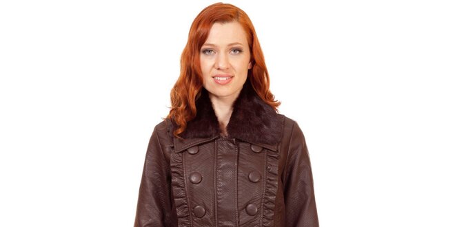Dámsky hnedý kabát s kožušinkou Rosalita McGee