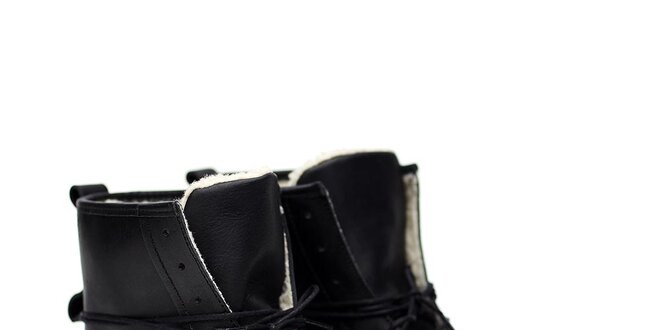 Pánske čierne kožené topánky na šnúrovanie Shoe the Bear