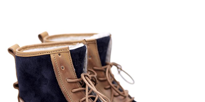 Pánske modro-béžové semišové topánky Shoe the Bear