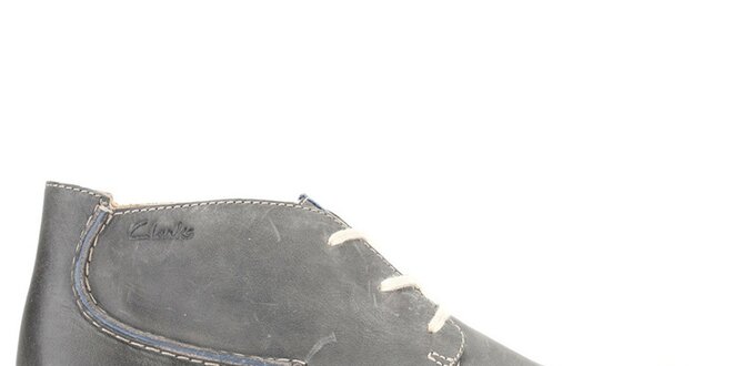 Pánske šedé kožené členkové topánky Clarks