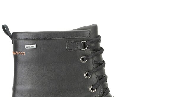 Pánske čierne vysoké goretexové kožené topánky Clarks