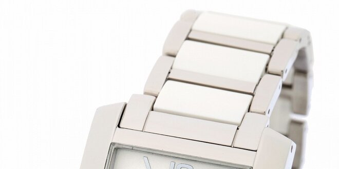 Dámske ocelové hodinky Yves Bertelin s bielym keramickým remienkom