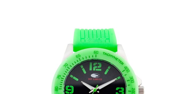 Neonovo zelené analógové hodinky No Limits