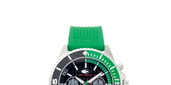 Zeleno-čierne analógové hodinky s minerálnym sklíčkom No Limits