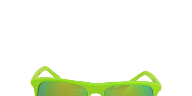 Neonovo zelené hranaté slnečné okuliare No Limits so zrkadlovými sklíčkami