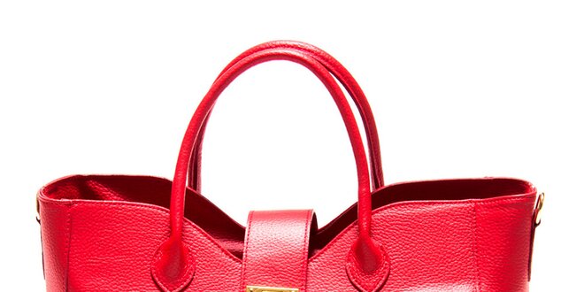 Dámska červená hranatá kabelka so zámčekom Roberta Minelli