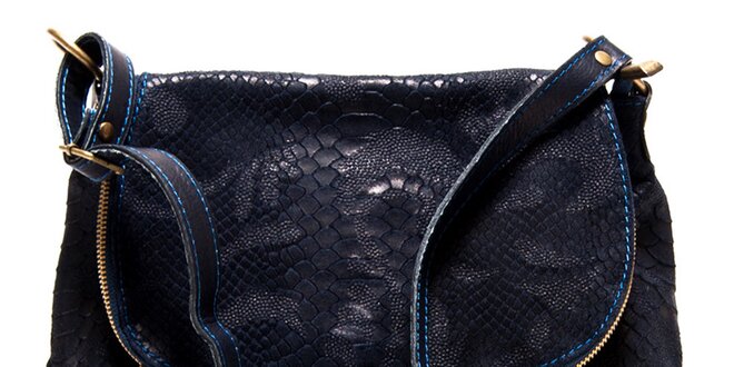 Dámska tmavo modrá kabelka s hadím vzorom Roberta Minelli