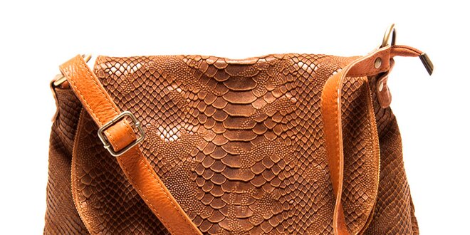 Dámska koňaková kabelka s hadím vzorom Roberta Minelli