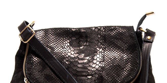 Dámska čierna kabelka s haďím vzorom Roberta Minelli