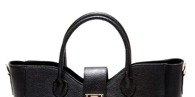 Dámska čierna hranatá kabelka so zámčekom Roberta Minelli
