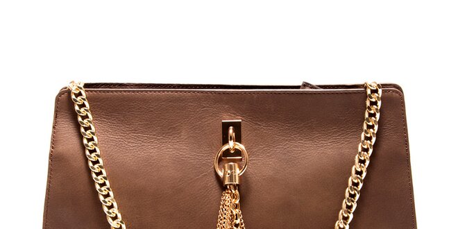 Dámska svetlo hnedá kabelka so zlatou retiazkou Roberta Minelli