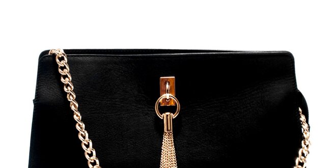 Dámska čierna kabelka so zlatou retiazkou Roberta Minelli