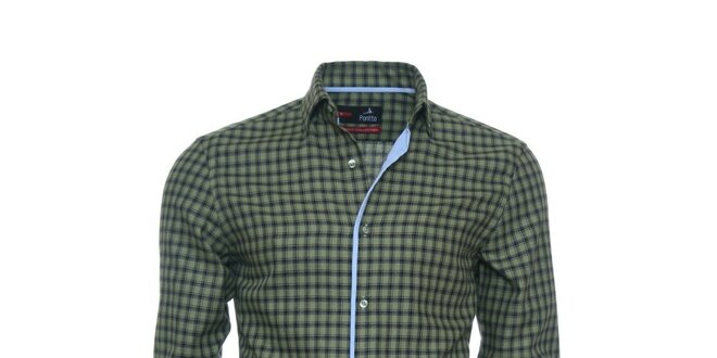 Pánska zelená kockovaná košeľa Pontto
