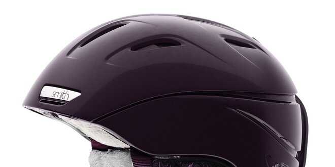 Tmavo fialová dámska lyžiarska helma Smith s vnútorným fleecom