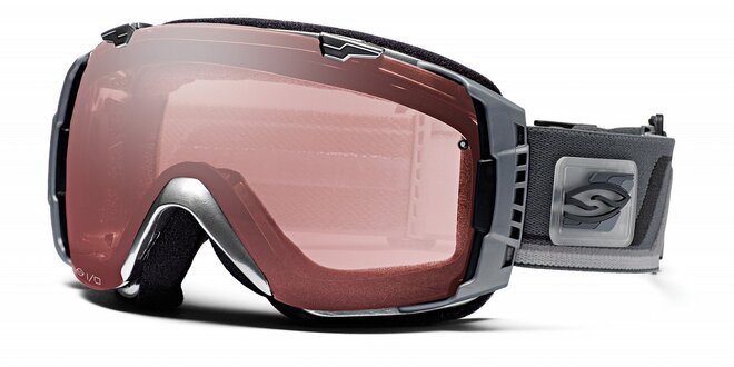 Tmavo šedé lyžiarske okuliare Smith Optics so sférickými sklami