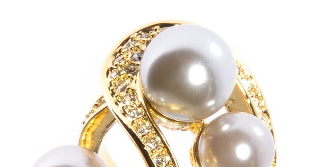 Dámsky zlatý prsteň Bague a Dames s perlami