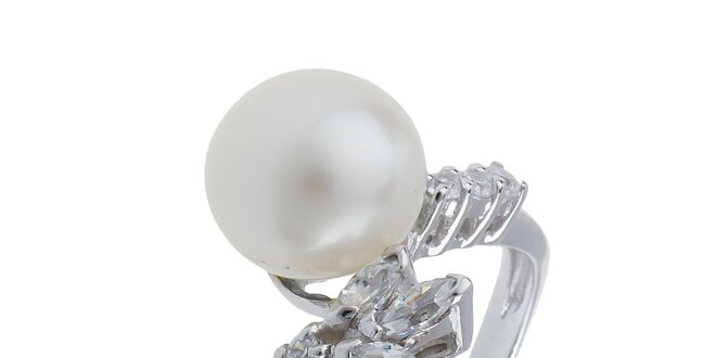 Dámsky perlový prsteň so zirkónmi Orchira