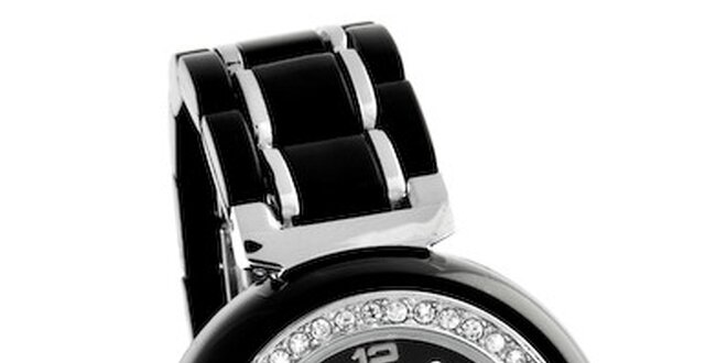 Dámske čierno-strieborné hodinky Bague a Dames
