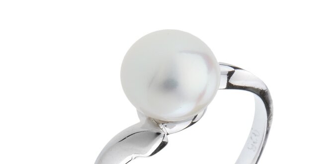 Dámsky strieborný prsteň s bielou perlou Orchira