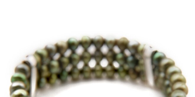 Dámsky trojradový náramok zo zelených perál Orchira