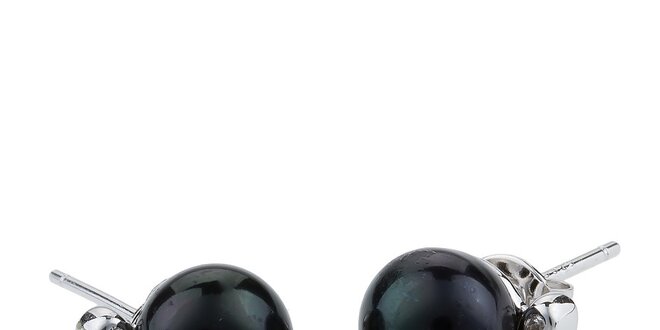 Dámske čierne perlové náušnice Orchira so zirkónmi