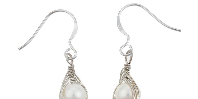 Dámske náušnice s tromi bielymi perlami Orchira