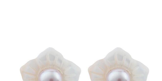 Dámske perleťové náušnice s ružovou perlou Orchira