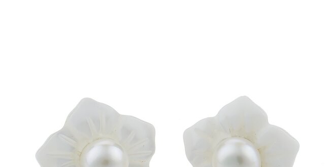 Dámske perleťové náušnice s bielou perlou Orchira