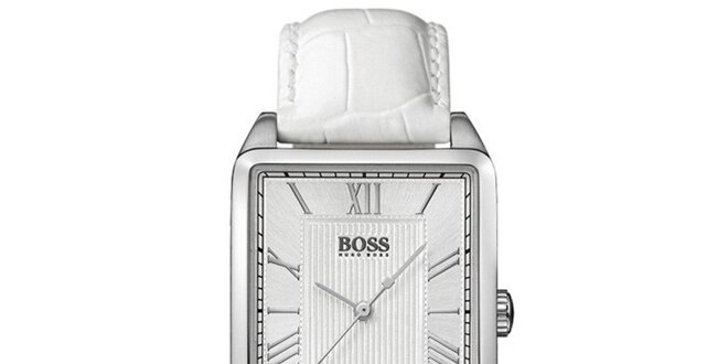 Dámske strieborné hranaté hodinky s bielym ciferníkom Hugo Boss Orange