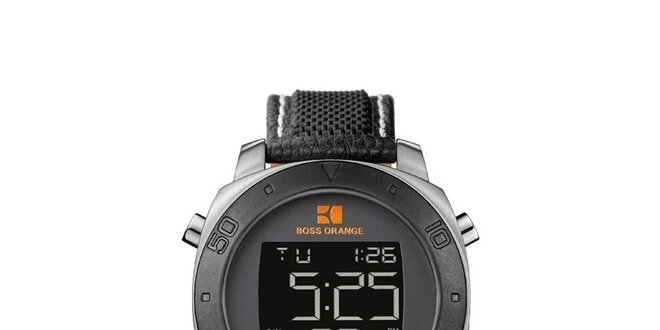 Pánske čierne digitálne hodinky Hugo Boss Orange