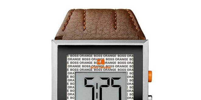 Pánske hnedé digitálne hodinky Hugo Boss Orange