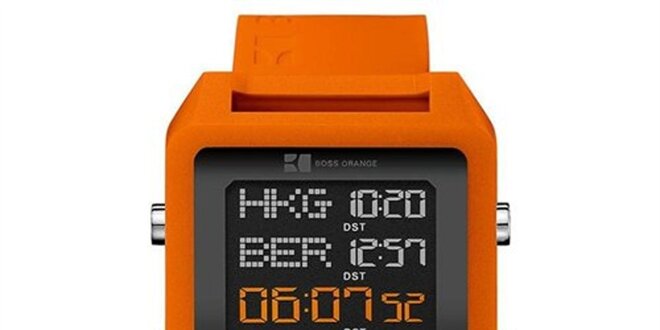 Pánske oranžové digitálne hodinky Hugo Boss Orange