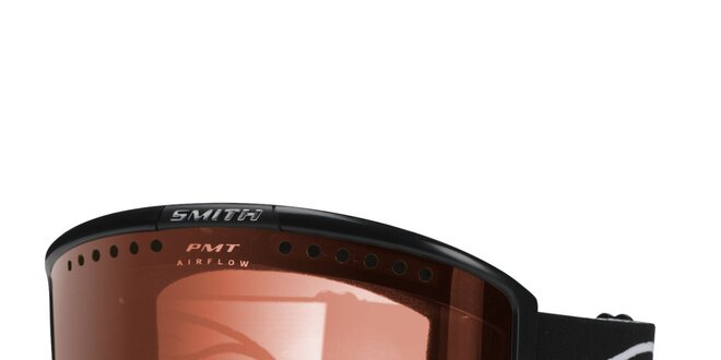 Pánske čierne lyžiarske okuliare Smith Optics so zlato zafarbenými sklíčkami