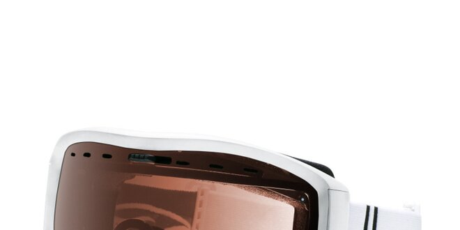Biele lyžiarske okuliare s hnedými sklíčkami Smith Optics